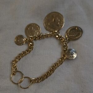 Antique Gold Tone Coin Bracelet